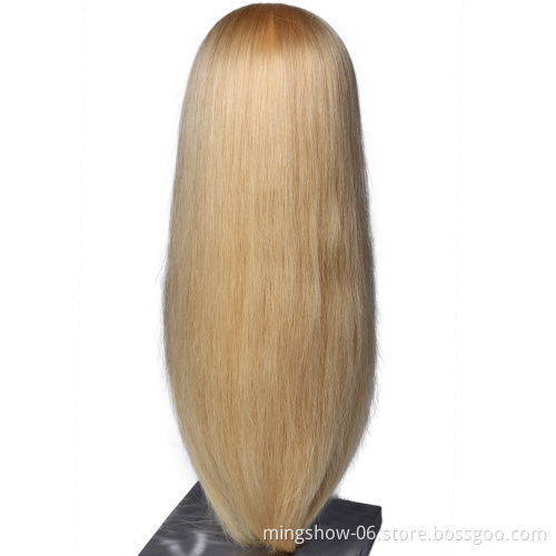Long blonde human hair mannequin head training doll head for training